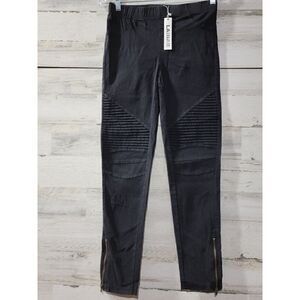 NWT LAINAB Womens Biker Skinny Ankle Zipper Pleated Stretch Size Medium